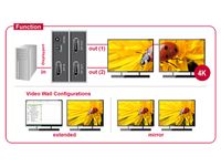 Delock 87691 DisplayPort 1.2-splitter 1 x DisplayPort in > 2 x DisplayPort uit 4K - thumbnail