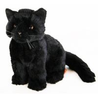 Halloween Pluche zittende knuffel kat zwart 20 cm - Knuffel huisdieren - thumbnail