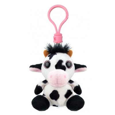 Wild Planet Koe Sleutelhanger - 9 cm - pluche - koeien knuffel hanger