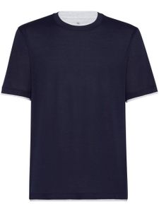 Brunello Cucinelli t-shirt à design superposé - Bleu