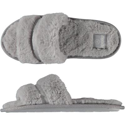 Apollo huisslippers/instapsloffen/pantoffels - dames - imitatiebont - grijs - maat 37-38