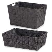 Kipit Opbergmandjes - set 4x stuks - 2 formaten - zwart - kast badkamer organisatie