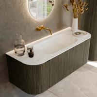 Badmeubel Mondiaz Kurve-Dlux | 120 cm cm | Meubelkleur Shadow | Wastafelkleur Opalo | Solid surface | Wasbak midden spoelbak | Zonder kraangat(en)
