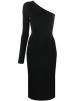 Victoria Beckham robe mi-longue nervurée à design asymétrique - Noir - thumbnail