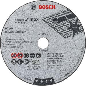 Bosch Doorslijpschijf Expert voor Inox, Ø 76mm, voor haakse minislijper doorslijpschijf 5 stuks, boring 10mm, A 60 R INOX BF, recht