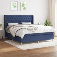 Boxspring met matras stof blauw 160x200 cm