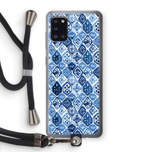 Blauw motief: Samsung Galaxy A31 Transparant Hoesje met koord