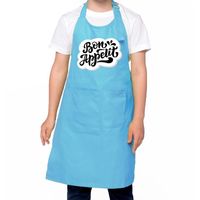 Bon appetit / eet smakelijk chef kok keukenschort blauw voor kinderen   -