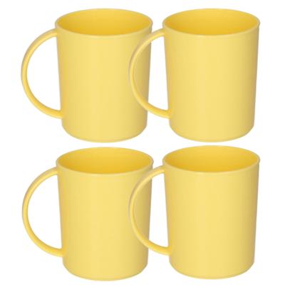 Plasticforte onbreekbare Drinkbekers - 12x - kunststof - 350 ml - geel - kinderen - camping