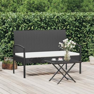 Tuinbank met kussen 105 cm poly rattan zwart