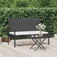 Tuinbank met kussen 105 cm poly rattan zwart