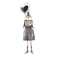 Clayre & Eef Zilvere Decoratie meisje met kroon en hart 25*13*87 cm 5Y0945 - thumbnail
