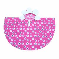 Roze poncho met bloemetjes 52 cm - Regenponcho's