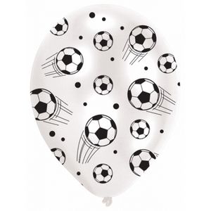 6x stuks kinder verjaardag ballonnen met voetbal print   -