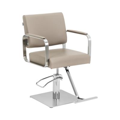 Kappersstoel met voetensteun - 50 - 66 cm - 200 kg - beige/zilver