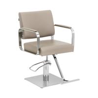 Kappersstoel met voetensteun - 50 - 66 cm - 200 kg - beige/zilver