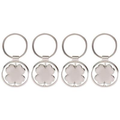 Sleutelhanger klavertje vier - 4x - 3,5 cm - aluminium/staal - draaibaar Sleutelhanger klavertje vier - 4x - 3,5 cm - aluminium/staal - draaibaar