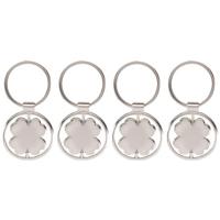 Sleutelhanger klavertje vier - 4x - 3,5 cm - aluminium/staal - draaibaar