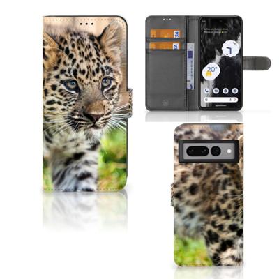 Google Pixel 7 Pro | Telefoonhoesje | Met pasjeshouder | Baby Luipaard