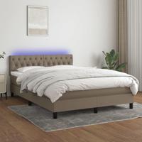 Boxspring met matras en LED stof taupe 140x190 cm