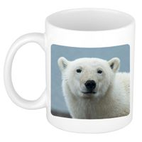 Dieren foto mok grote ijsbeer - ijsberen beker wit 300 ml - thumbnail