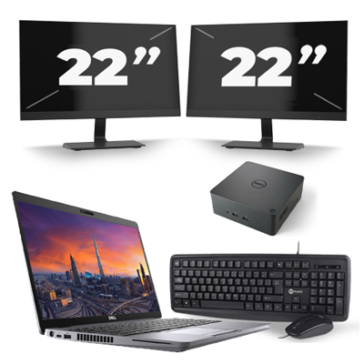 Dell Precision 3550 - Intel Core i7-10e Generatie - 15 inch - 16GB RAM - 256GB SSD - Windows 11 + 2x 22 inch Monitor