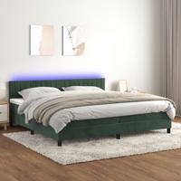 Boxspring met matras en LED fluweel donkergroen 200x200 cm