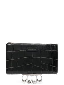 Alexander McQueen pochette Four Ring à effet peau de crocodile - Noir