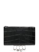 Alexander McQueen pochette Four Ring à effet peau de crocodile - Noir