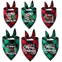 huisdier kerst speeksel handdoek, letter grafische geruite hondensjaal, dierbenodigdheden voor vakantiefeest kerstcadeau Lightinthebox