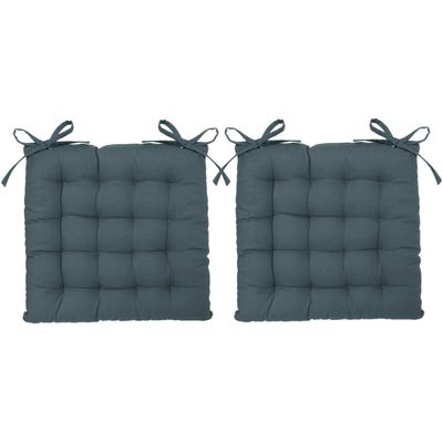 Atmosphera Stoelkussen - 4x - storm blauw - katoen - 38 x 6 cm - zitkussen