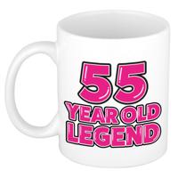 Verjaardag cadeau mok 55 jaar - al zo oud - legende - roze - 350 ml - keramiek