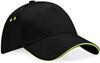 Beechfield CB15C Ultimate 5 Panel Cap - Sandwich Peak - Black/Lime Green - One Size