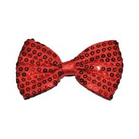 Carnaval verkleed vlinderstrikje - met glitter pailletten - rood - polyester - heren/dames
