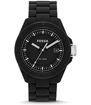 Horlogeband (Band + Kastcombinatie) Fossil AM4519 Onderliggend Silicoon Zwart 22mm