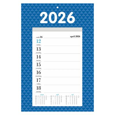 Weeknotitiekalender 2026 op schild