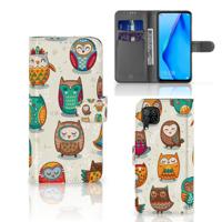 Huawei P40 Lite | Telefoonhoesje | Met pasjeshouder | Vrolijke Uilen