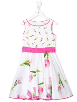 Monnalisa robe volantée à fleurs - Blanc