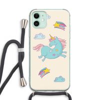 Vliegende eenhoorn: iPhone 11 Transparant Hoesje met koord