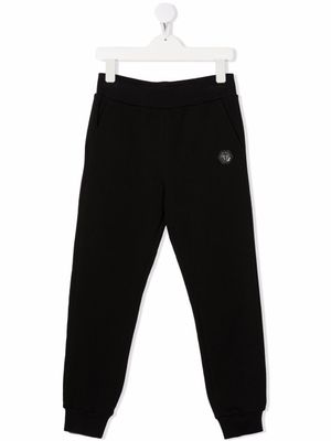 Philipp Plein Junior pantalon de jogging à patch logo - Noir