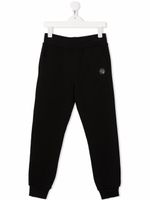 Philipp Plein Junior pantalon de jogging à patch logo - Noir - thumbnail