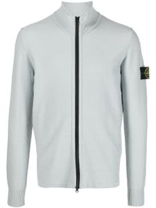 Stone Island cardigan zippé à patch Compass - Bleu