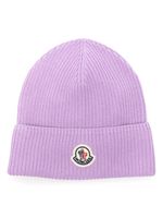 Moncler bonnet en coton à patch logo - Violet