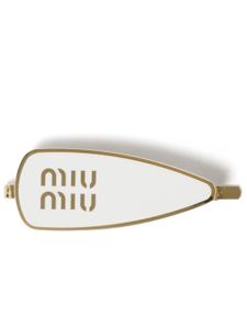 Miu Miu barrette en émail à logo gravé - Blanc