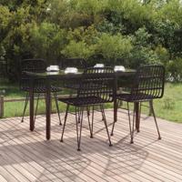 5-delige Tuinset poly rattan zwart