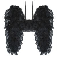 Zwarte engelen vleugels 39 cm   -