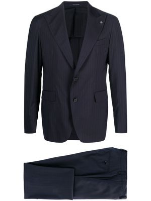 Tagliatore costume en laine vierge à veste à simple boutonnage - Bleu