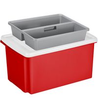 Sunware opslagbox kunststof 51 liter rood 59 x 39 x 29 cm met deksel en organiser tray