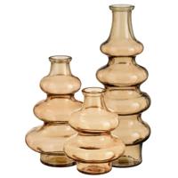 Bloemenvaas Sira - 3x - transparant glas - bruin - 3 maten - vaas - sierlijk model