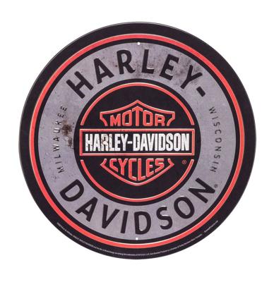 Harley-Davidson Bar & Shield Tinnen Bord Met Reliëf - 30 cm ø LAATSTE STUKS